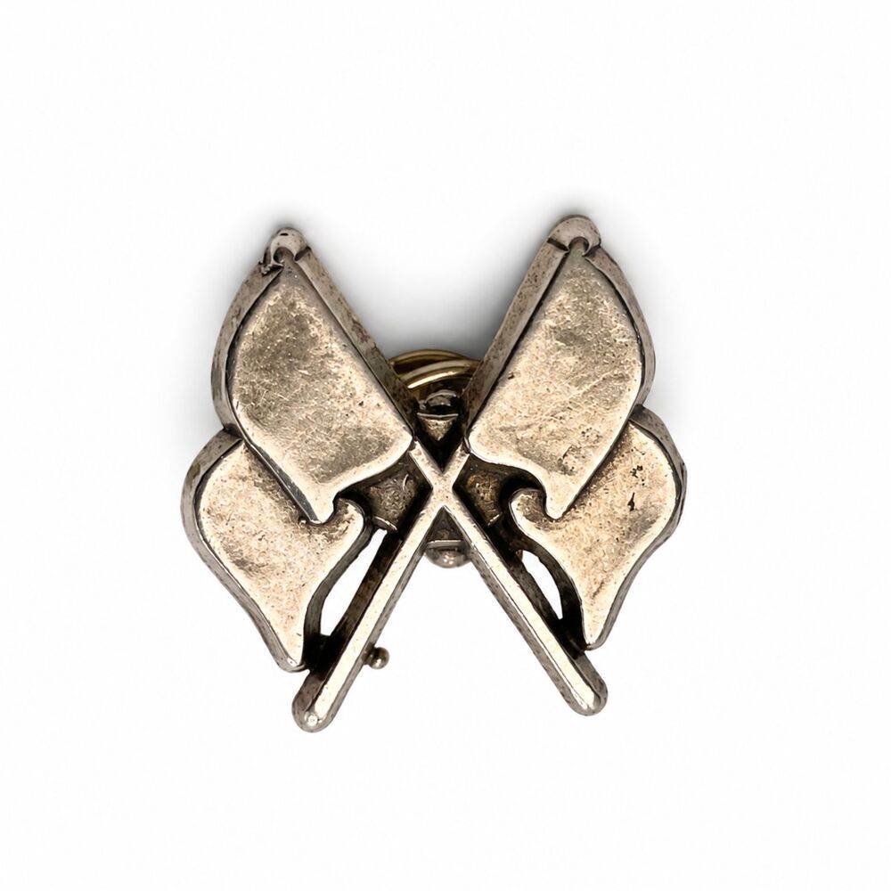 Vintage Sterling Silver 925 Crossed Flags Insignia Charm